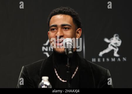 December 11, 2021, New York City, New YOrk, USA: Heisman Trophy finalist quarterback Bryce Young from Alabama during the press conference at the Marriott Marquis Hotel. (Credit Image: © Debby Wong/ZUMA Press Wire) Stock Photo