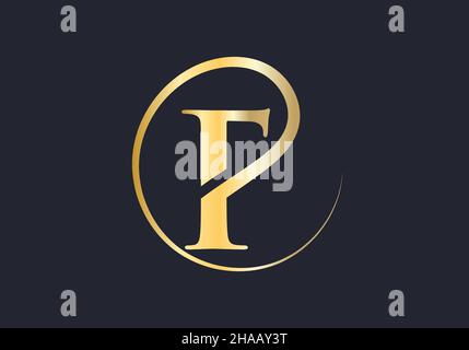 Luxury letter F logo template in gold color. Initial F letter luxury beauty ornament monogram logo vector Stock Vector