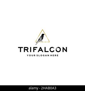Flat letter mark TRIFALCON bird wings logo design Stock Vector