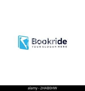 Minimalist flat letter mark BOOKRIDE logo design Stock Vector
