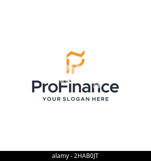 Flat letter mark initial P PRO FINANCE logo design Stock Vector