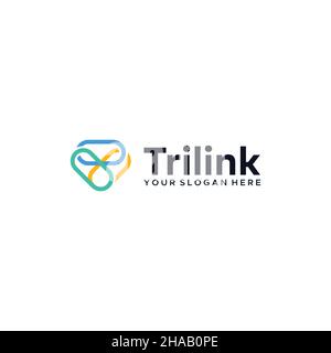 Modern colorful TRI LINK geometric art logo design Stock Vector