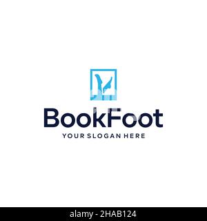Minimalist flat letter mark BOOK FOOT logo design Stock Vector