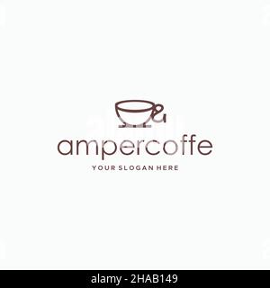 Minimalist simple AMPER COFFE glass logo design Stock Vector