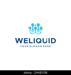 Modern Flat letter mark WELIQUID logo design Stock Vector