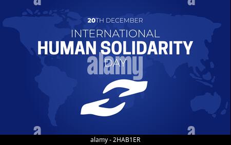 Blue International Human Solidarity Day Background Illustration with Handshake Stock Vector