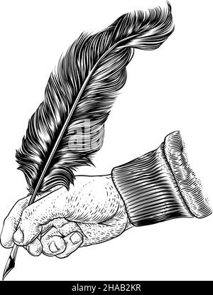 Quill Feather Ink Pen and Inkwell Vintage Woodcut Stock Vector Image & Art  - Alamy