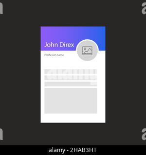 The user profile card for the website. Web interface template. User interface. Vector illustration. Stock Vector