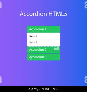 Html accordion menu for the website. Web interface template. User interface. Vector illustration. Stock Vector