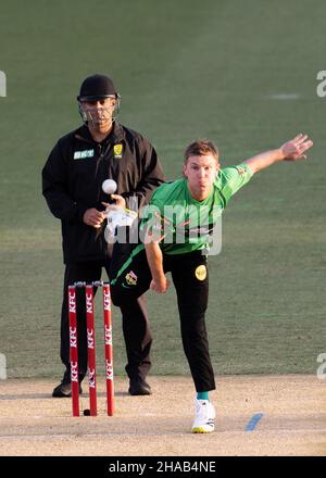 Sydney, Australia. 12th Dec, 2021. Adam Zampa of Stars bowls during the match between Sydney Thunder and Melbourne Stars at Sydney Showground Stadium, on December 12, 2021, in Sydney, Australia. (Editorial use only) Credit: Izhar Ahmed Khan/Alamy Live News/Alamy Live News Stock Photo