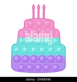 Popit figure big cake as a fashionable silicon toy for fidgets. Addictive anti stress toy in pastel colors. Bubble anxiety developing vibrant pop it t Stock Vector