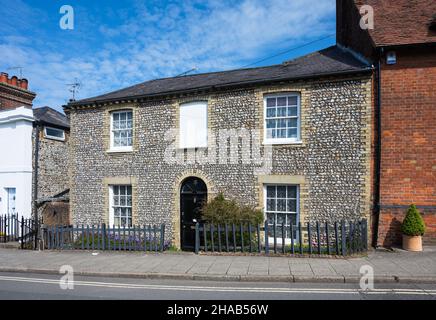 Rock Cottage, a 2-storey Grade II Listed mid 19th century building with flint walls in Arundel, West Sussex, England, UK. Stock Photo