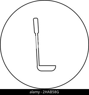 Soup spoon ladle scoop Kitchenware icon in circle round black color vector illustration image outline contour line thin style simple Stock Vector