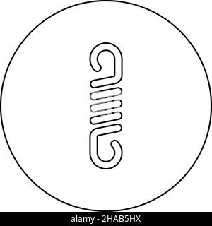 Spring metal coil spiral steel wire flexible icon in circle round black color vector illustration image outline contour line thin style simple Stock Vector