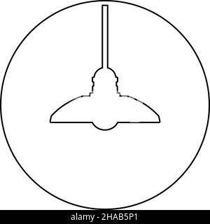 Chandelier Plafond hanging lamp icon in circle round black color vector illustration image outline contour line thin style simple Stock Vector