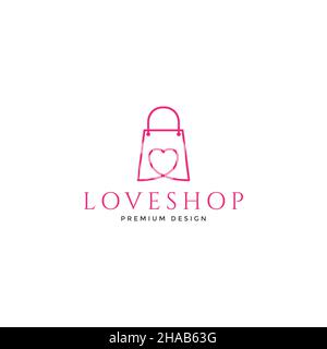 shopping bag with love line logo symbol icon vector graphic design illustration idea creative Stock Vector