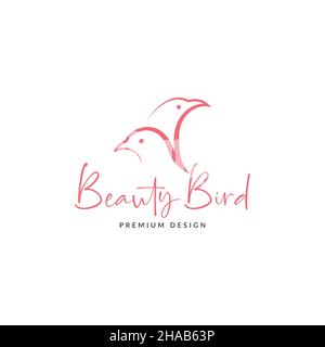 continuous line bird dove falcon logo symbol icon vector graphic design illustration idea creative Stock Vector