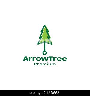 abstract green arrows with pine tree logo symbol icon vector graphic design illustration idea creative Stock Vector