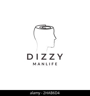 dizzy man head line logo symbol icon vector graphic design illustration idea creative Stock Vector