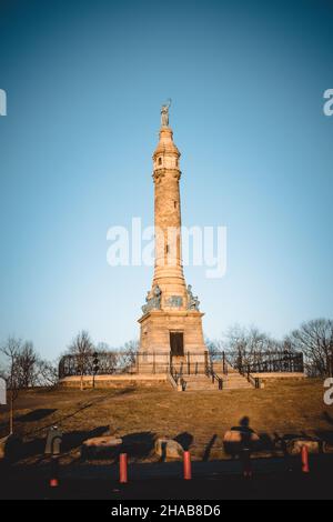 The soldiers and sailors monument in East Rock Park, New Haven, CT, USA Stock Photo