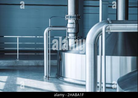 Heavy duty steel pipelines for pumping liquids. Stock Photo