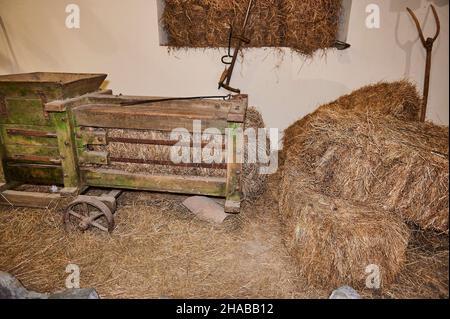 old farm tools in the ethnographic museum of Artziniega, Alava, Basque Country, Euskadi, Euskal Herria, Spain, Europe Stock Photo