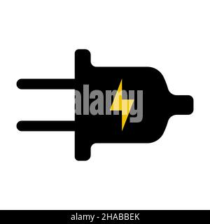 Electricity plug with lightning, electric plug icon stock illustration Stock Vector