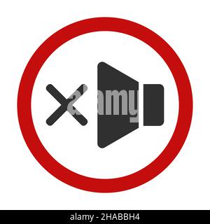 Mute red circle icon, no sound stock illustration Stock Vector