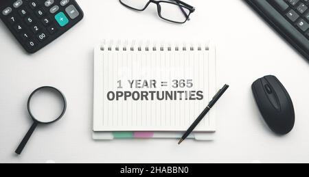 1 year 365 Opportunities. Positive thinking. Business concept Stock Photo