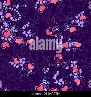hearts pattern on dark blue background Stock Vector