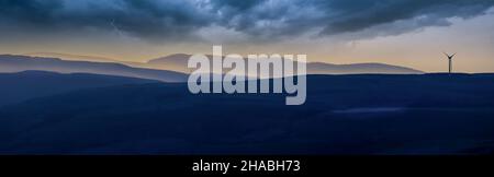 Dark threatening clouds over the Black Mountain in South Wales, UK. Stock Photo