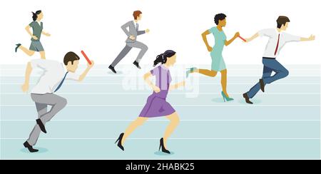 Business pass relay, vekcor  illustration Stock Vector