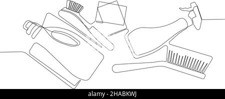 cleaning set for bathroom. Minimal concept Stock Vector