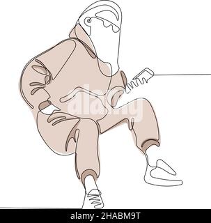 Woman with a mobile phone Minimal outline concept Stock Vector