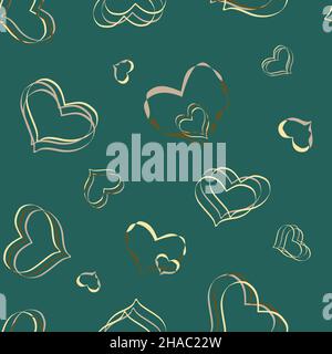 hearts pattern on green background Stock Vector