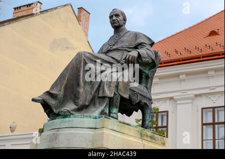 Statue of Felsoszopori Szily Janos catholic bishop in Szombathely, Hungary Stock Photo