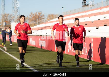 Seville, Spain. 11th Dec, 2021. Goalkeeper Adrian Gonzalez (24) of Sevilla  Atletico is warming up before the Primera RFEF match between Sevilla  Atletico and Real Madrid Castilla at Jesus Navas Stadium in