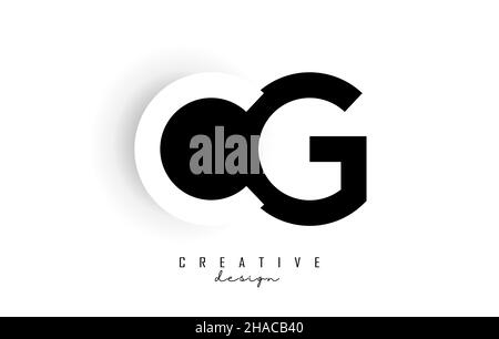 Letters CG Logo with black and white negative space design. Letters C and g with geometric typography. Creative Vector Illustration with letters. Stock Vector