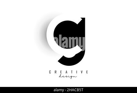Letters CJ Logo with black and white negative space design. Letters C and j with geometric typography. Creative Vector Illustration with letters. Stock Vector