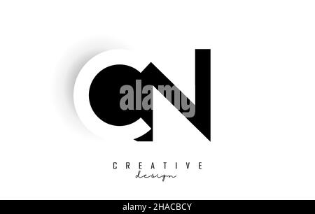 Letters CM Logo with black and white negative space design. Letters C and n with geometric typography. Creative Vector Illustration with letters. Stock Vector
