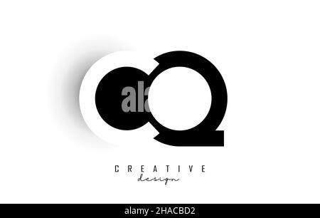 Letters CQ Logo with black and white negative space design. Letters C and q with geometric typography. Creative Vector Illustration with letters. Stock Vector