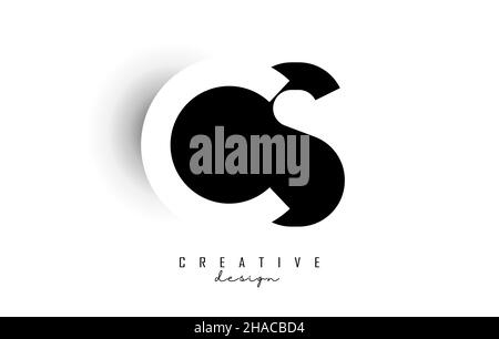 Letters CS Logo with black and white negative space design. Letters C and S with geometric typography. Creative Vector Illustration with letters. Stock Vector