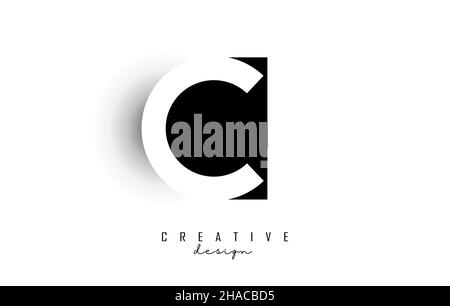 Letters CI Logo with black and white negative space design. Letters C and i with geometric typography. Creative Vector Illustration with letters. Stock Vector