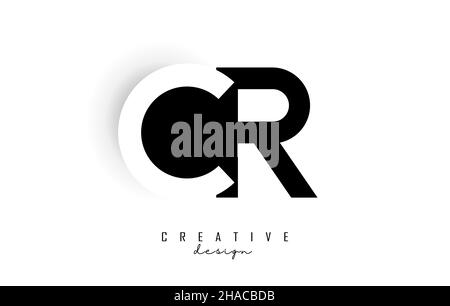 Letters CR Logo with black and white negative space design. Letters C and R with geometric typography. Creative Vector Illustration with letters. Stock Vector