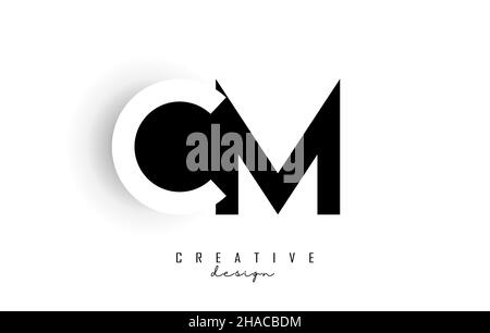 Letters CM Logo with black and white negative space design. Letters C and M with geometric typography. Creative Vector Illustration with letters. Stock Vector