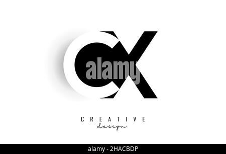 Letters CX Logo with black and white negative space design. Letters C and X with geometric typography. Creative Vector Illustration with letters. Stock Vector