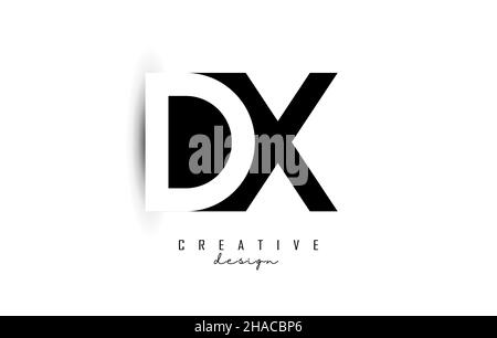 Black and white DX Letters logo with negative space. Letters D and X ...