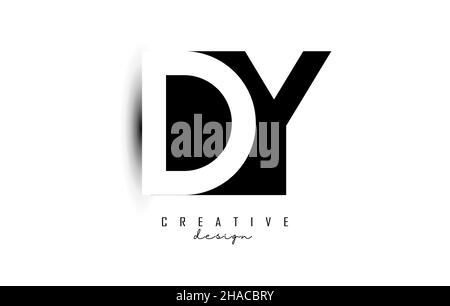Letters DY Logo with black and white negative space design. Letters D and Y with geometric typography. Creative Vector Illustration with letters. Stock Vector