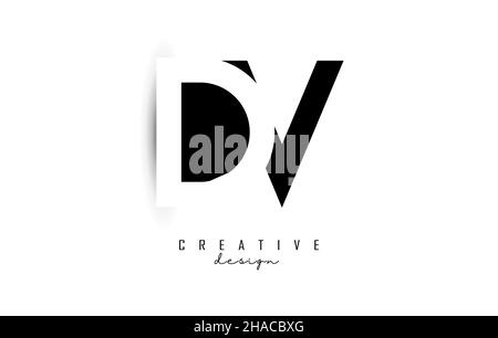 Letters DV Logo with black and white negative space design. Letters D and V with geometric typography. Creative Vector Illustration with letters. Stock Vector