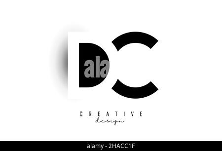 Letters DC Logo with black and white negative space design. Letters D and C with geometric typography. Creative Vector Illustration with letters. Stock Vector